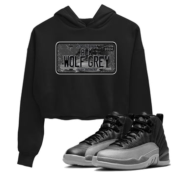 12s Black Wolf Grey shirts to match jordans Sneaker Plate sneaker match tees Air Jordan 12 Barons match shoes to clothes SNRT Sneaker Tees unisex cotton Black 1 crop tee