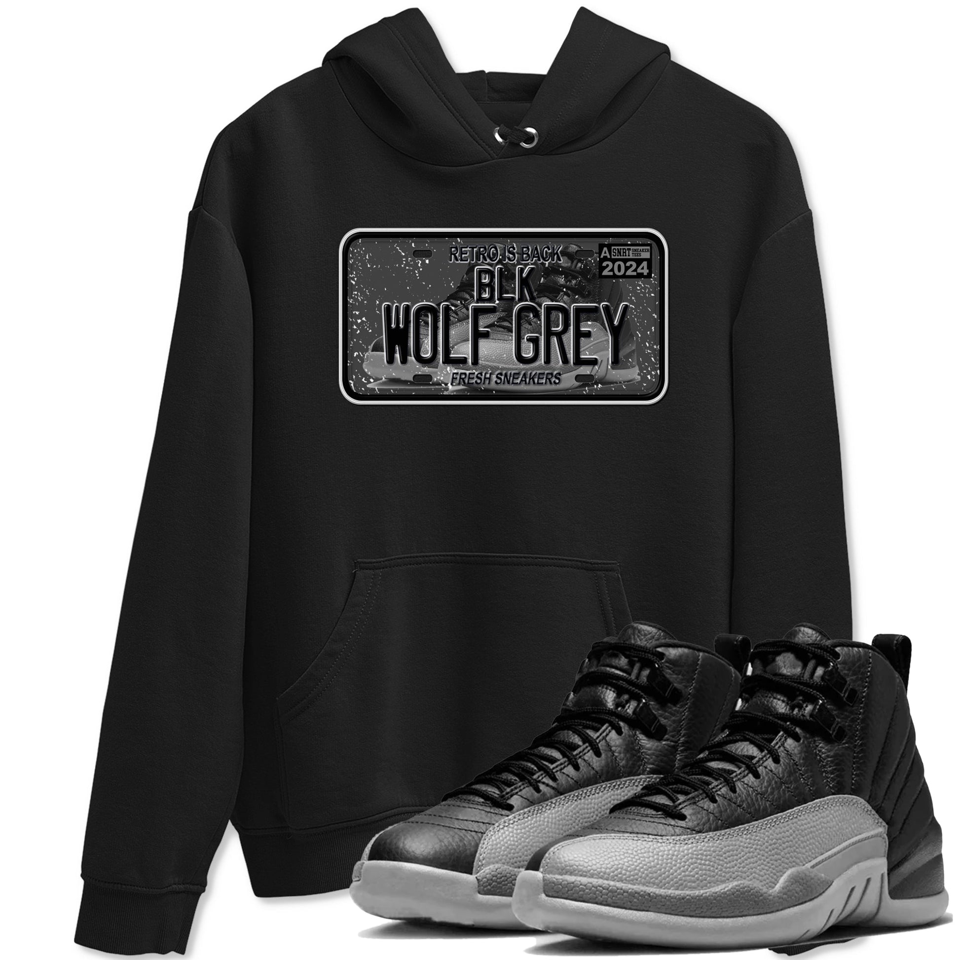 12s Black Wolf Grey shirts to match jordans Sneaker Plate sneaker match tees Air Jordan 12 Barons match shoes to clothes SNRT Sneaker Tees unisex cotton Black 1 shirts
