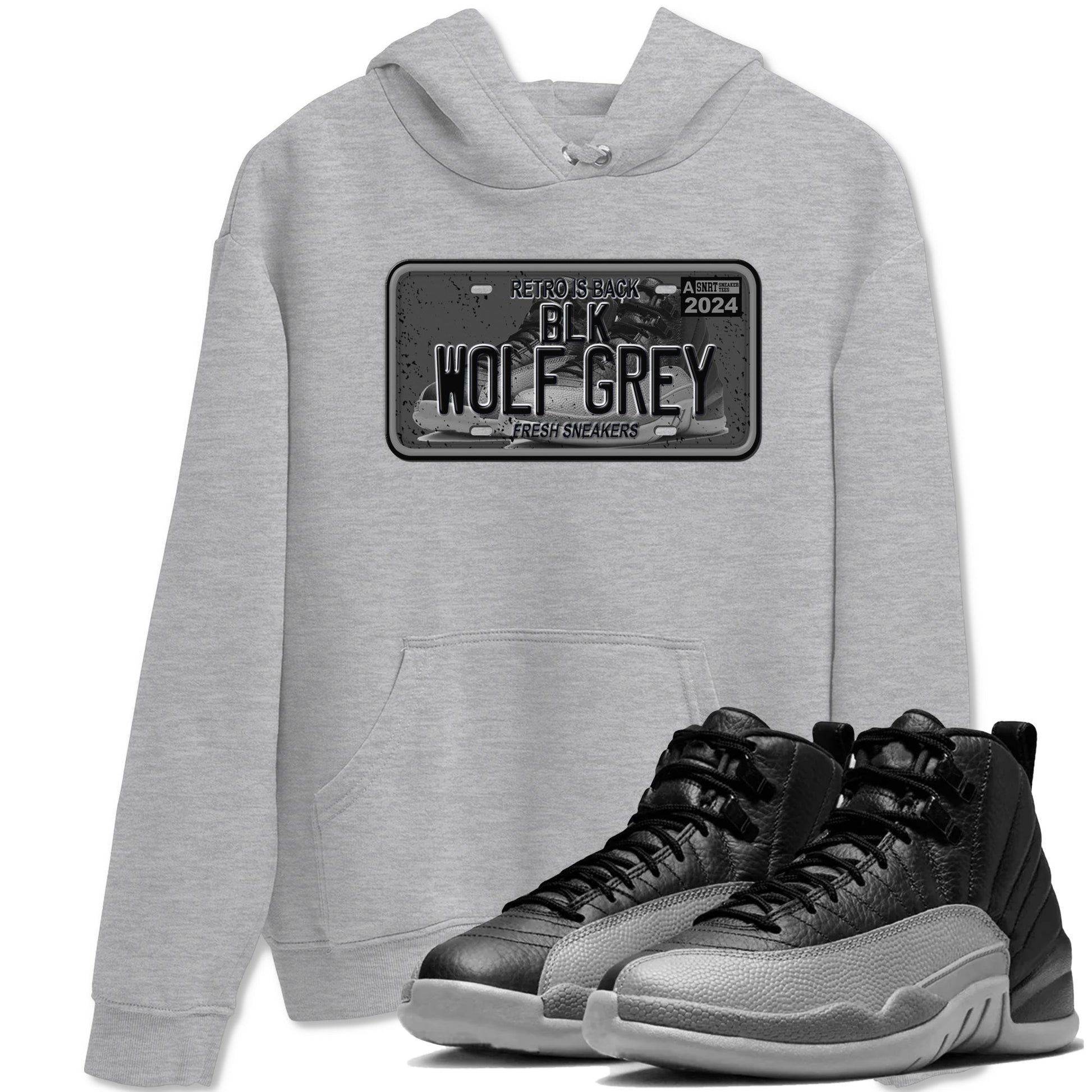 12s Black Wolf Grey shirts to match jordans Sneaker Plate sneaker match tees Air Jordan 12 Barons match shoes to clothes SNRT Sneaker Tees unisex cotton Heather Grey 1 shirts