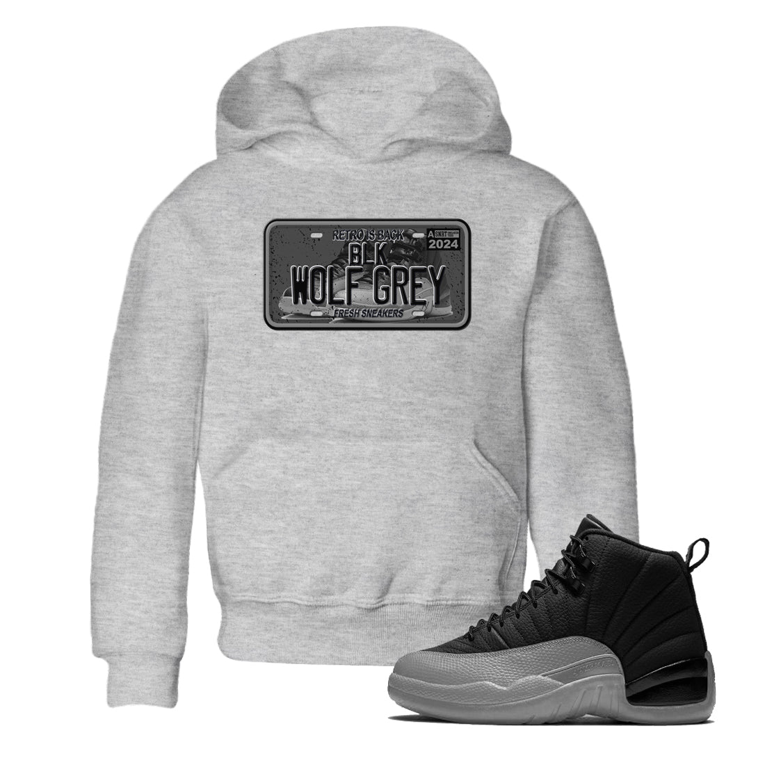 12s Black Wolf Grey shirts to match jordans Sneaker Plate sneaker match tees Air Jordan 12 Barons match shoes to clothes SNRT Sneaker Tees Youth Baby Heather Grey 1 tee