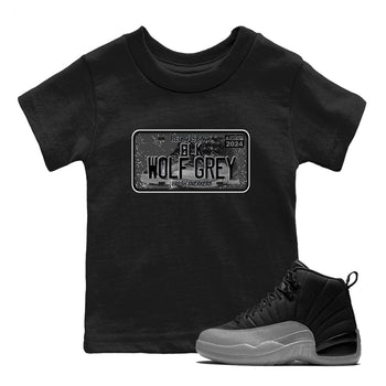 12s Black Wolf Grey shirts to match jordans Sneaker Plate sneaker match tees Air Jordan 12 Barons match shoes to clothes SNRT Sneaker Tees Youth Baby Black 1 tee