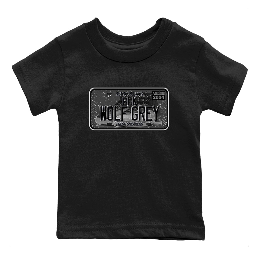12s Black Wolf Grey shirts to match jordans Sneaker Plate sneaker match tees Air Jordan 12 Barons match shoes to clothes SNRT Sneaker Tees Youth Baby Black 2 tee