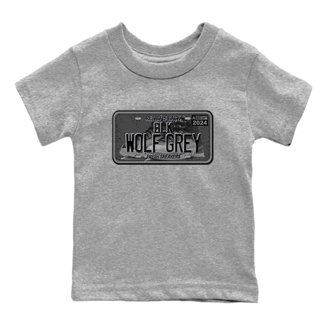 12s Black Wolf Grey shirts to match jordans Sneaker Plate sneaker match tees Air Jordan 12 Barons match shoes to clothes SNRT Sneaker Tees Youth Baby Heather Grey 2 tee