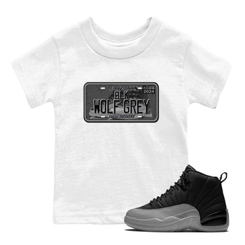 12s Black Wolf Grey shirts to match jordans Sneaker Plate sneaker match tees Air Jordan 12 Barons match shoes to clothes SNRT Sneaker Tees Youth Baby White 1 tee