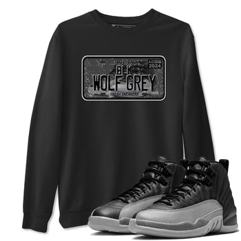 12s Black Wolf Grey shirts to match jordans Sneaker Plate sneaker match tees Air Jordan 12 Barons match shoes to clothes SNRT Sneaker Tees unisex cotton Black 1 shirts