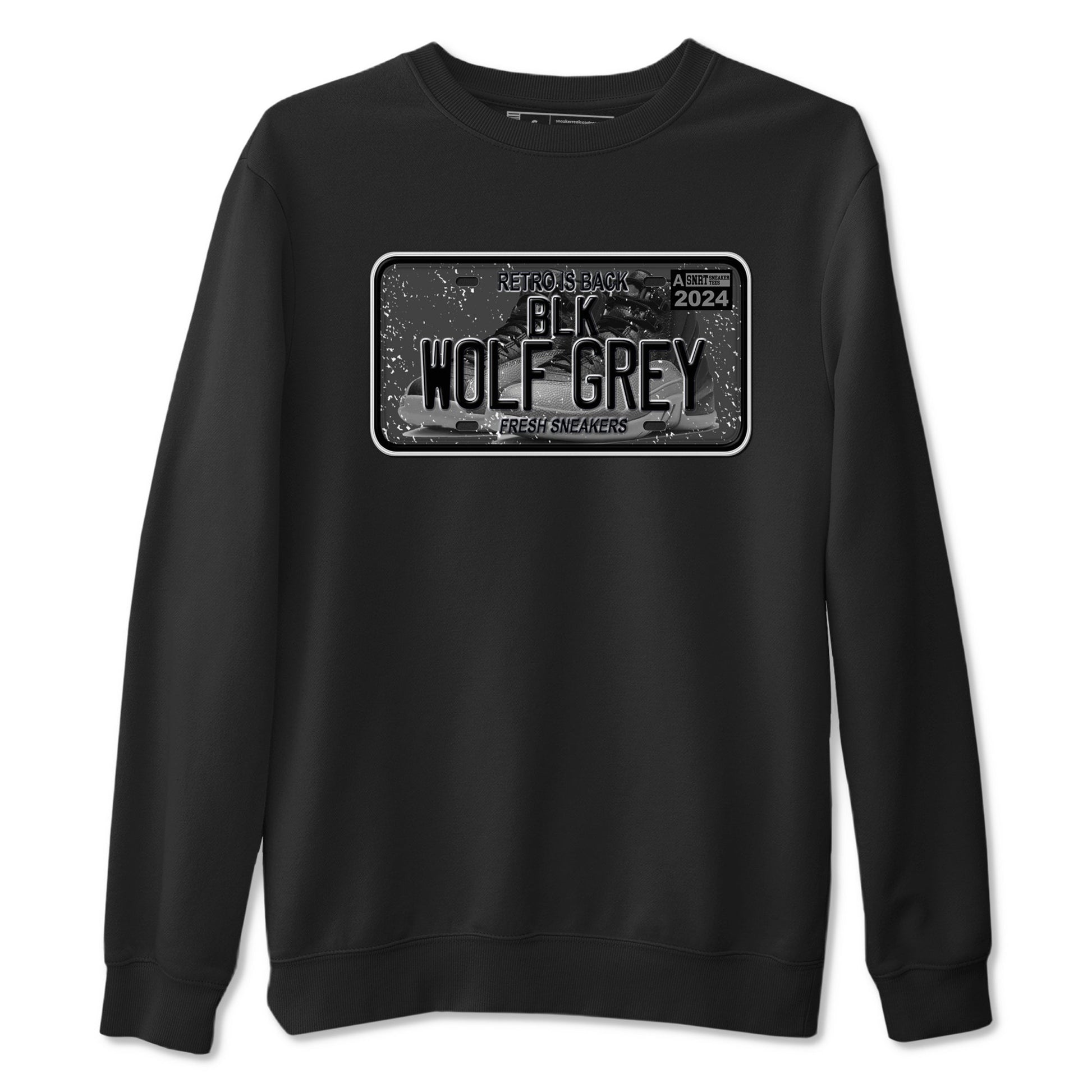 12s Black Wolf Grey shirts to match jordans Sneaker Plate sneaker match tees Air Jordan 12 Barons match shoes to clothes SNRT Sneaker Tees unisex cotton Black 2 shirts
