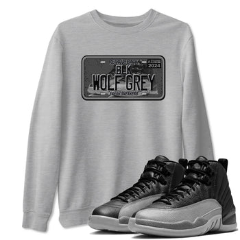 12s Black Wolf Grey shirts to match jordans Sneaker Plate sneaker match tees Air Jordan 12 Barons match shoes to clothes SNRT Sneaker Tees unisex cotton Heather Grey 1 shirts