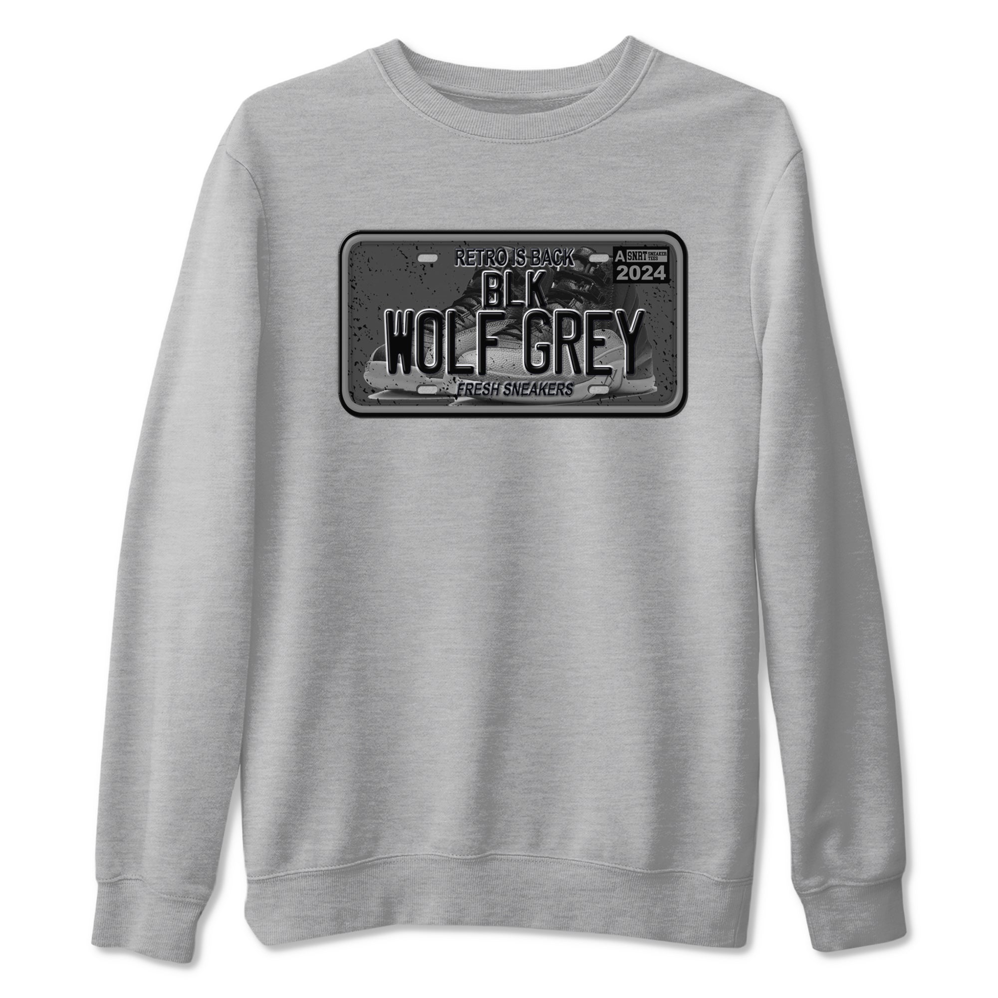 12s Black Wolf Grey shirts to match jordans Sneaker Plate sneaker match tees Air Jordan 12 Barons match shoes to clothes SNRT Sneaker Tees unisex cotton Heather Grey 2 shirts