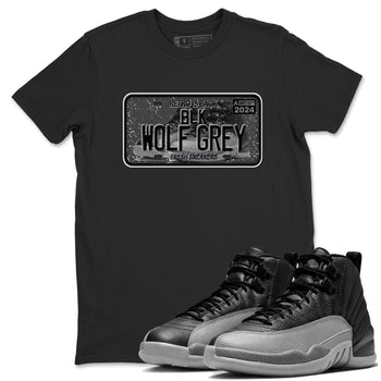 12s Black Wolf Grey shirts to match jordans Sneaker Plate sneaker match tees Air Jordan 12 Barons match shoes to clothes SNRT Sneaker Tees unisex cotton Black 1 shirts