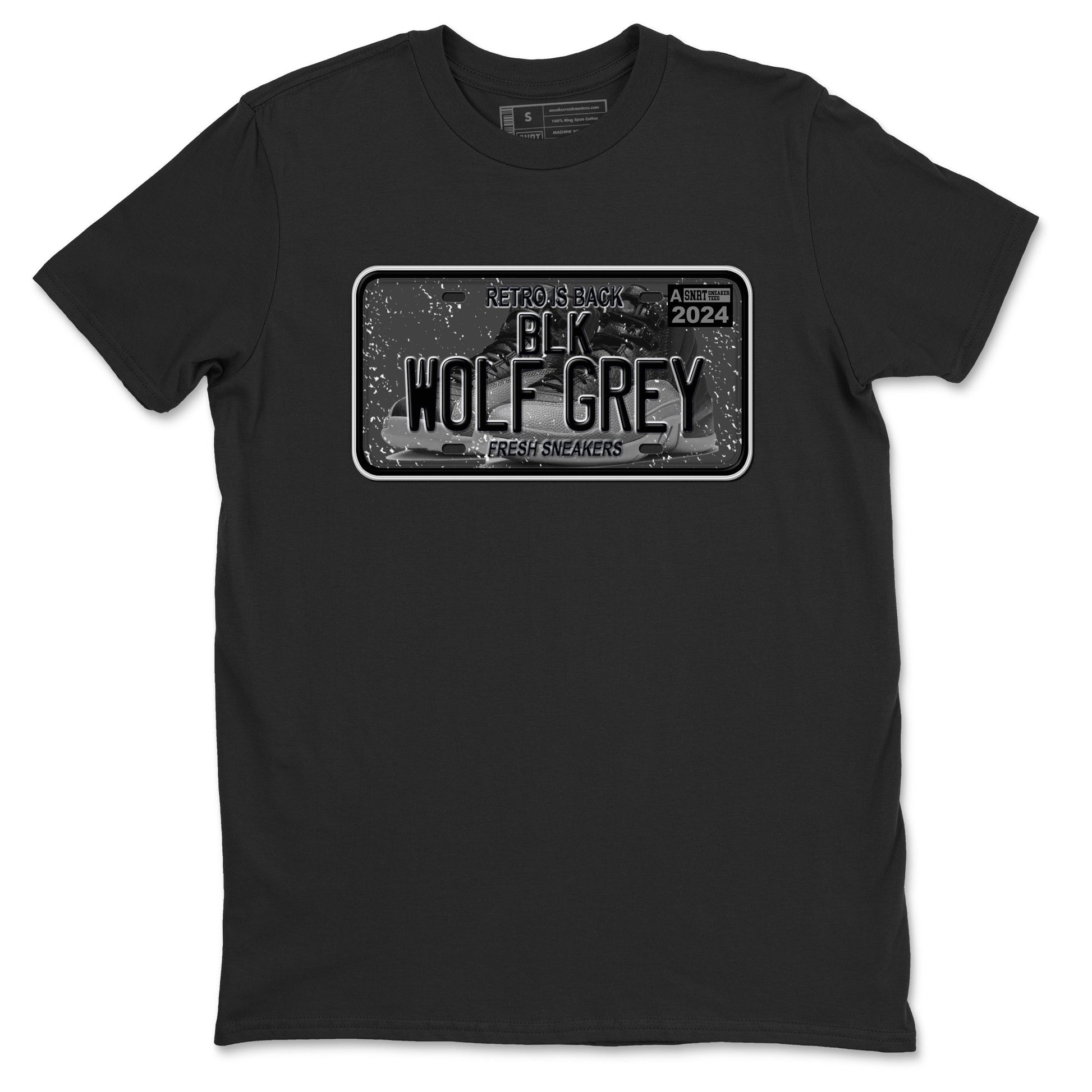 12s Black Wolf Grey shirts to match jordans Sneaker Plate sneaker match tees Air Jordan 12 Barons match shoes to clothes SNRT Sneaker Tees unisex cotton Black 2 shirts