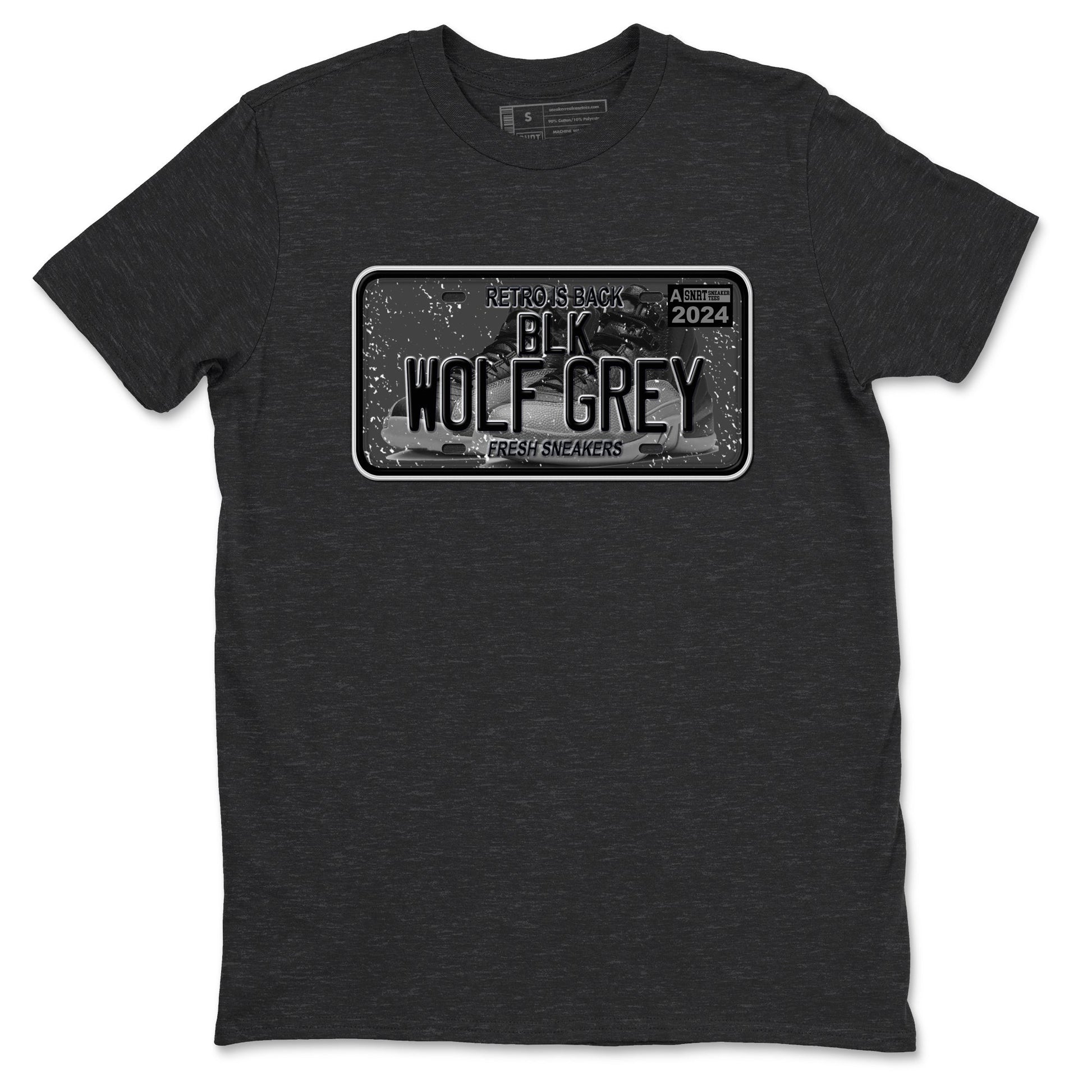 12s Black Wolf Grey shirts to match jordans Sneaker Plate sneaker match tees Air Jordan 12 Barons match shoes to clothes SNRT Sneaker Tees unisex cotton Charcoal Heather 2 shirts
