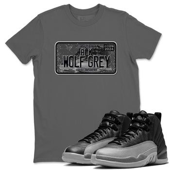 12s Black Wolf Grey shirts to match jordans Sneaker Plate sneaker match tees Air Jordan 12 Barons match shoes to clothes SNRT Sneaker Tees unisex cotton Cool Grey 1 shirts
