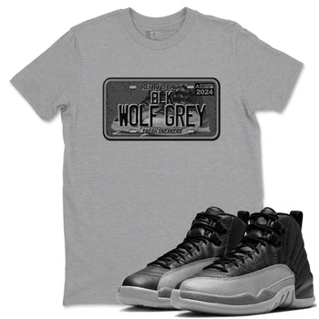 12s Black Wolf Grey shirts to match jordans Sneaker Plate sneaker match tees Air Jordan 12 Barons match shoes to clothes SNRT Sneaker Tees unisex cotton Heather Grey 1 shirts
