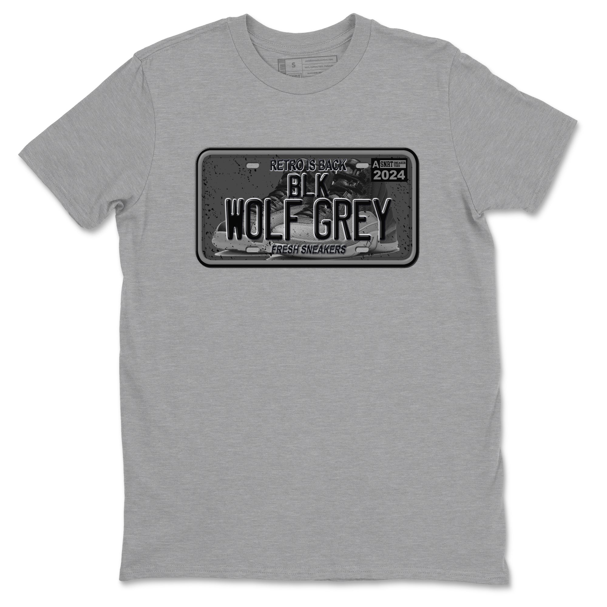 12s Black Wolf Grey shirts to match jordans Sneaker Plate sneaker match tees Air Jordan 12 Barons match shoes to clothes SNRT Sneaker Tees unisex cotton Heather Grey 2 shirts