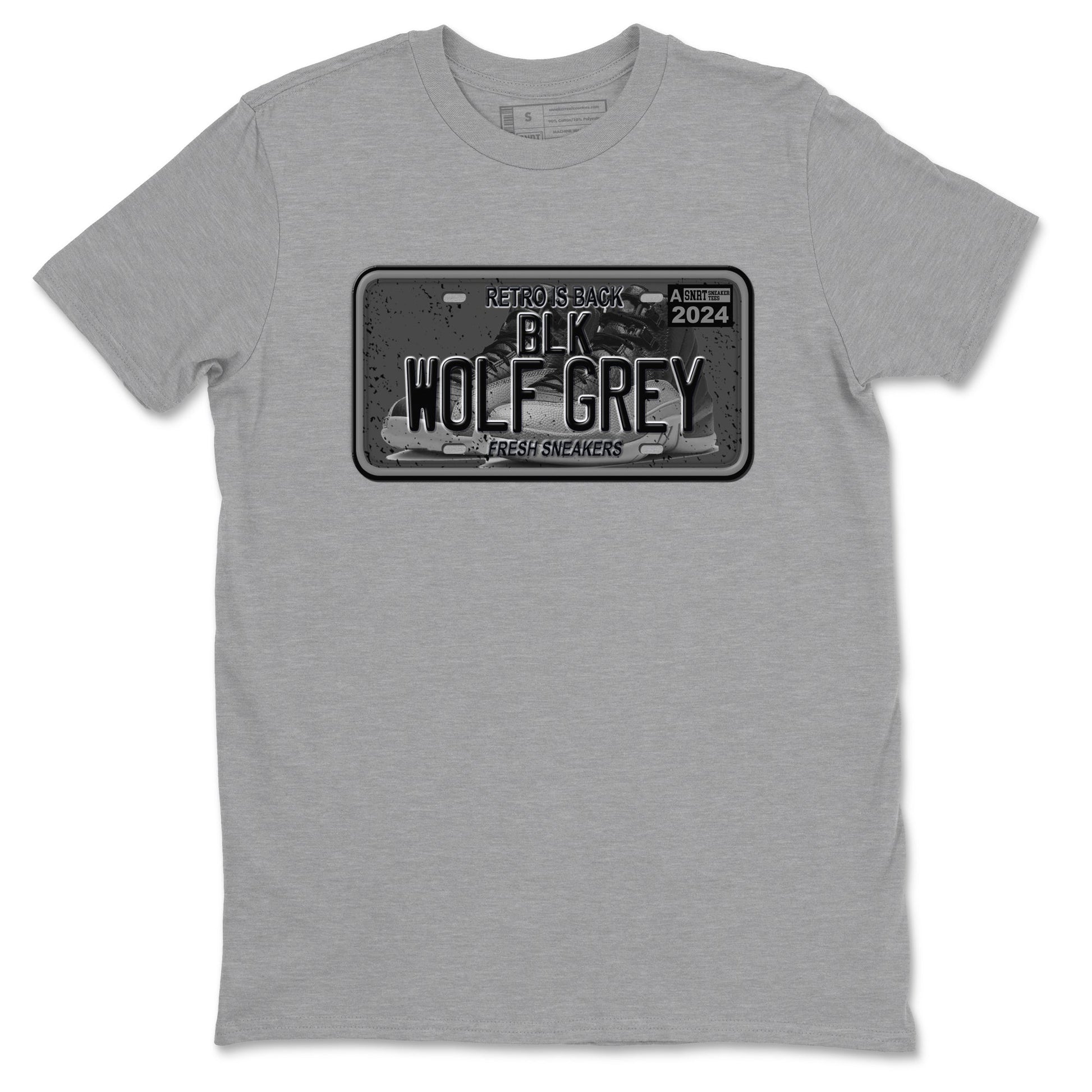 12s Black Wolf Grey shirts to match jordans Sneaker Plate sneaker match tees Air Jordan 12 Barons match shoes to clothes SNRT Sneaker Tees unisex cotton Heather Grey 2 shirts
