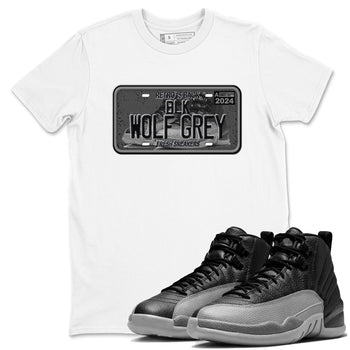 12s Black Wolf Grey shirts to match jordans Sneaker Plate sneaker match tees Air Jordan 12 Barons match shoes to clothes SNRT Sneaker Tees unisex cotton White 1 shirts