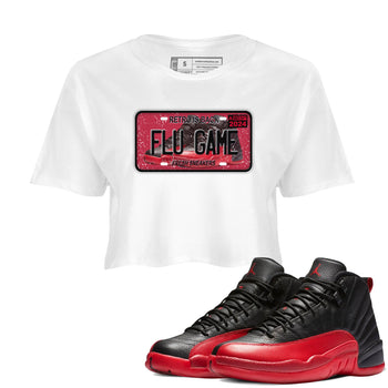 Air Jordan 12 Flu Game shirts to match jordans Sneaker Plate sneaker match tees Air Jordan 12 Flu Game match shoes to clothes SNRT Sneaker Tees unisex cotton White 1 crop tee