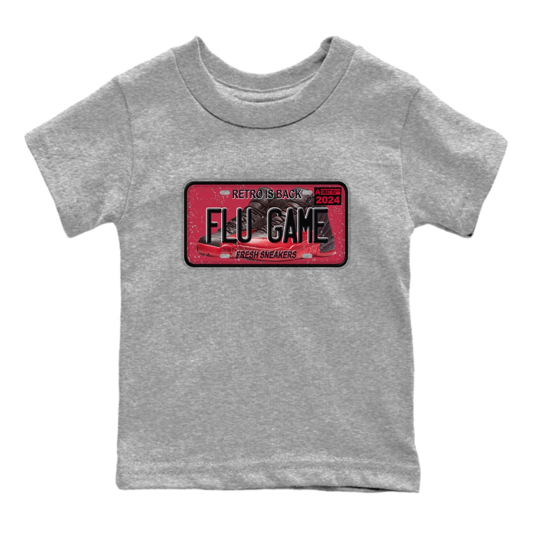 Air Jordan 12 Flu Game shirts to match jordans Sneaker Plate sneaker match tees Air Jordan 12 Flu Game match shoes to clothes SNRT Sneaker Tees Youth Baby Heather Grey 2 tee