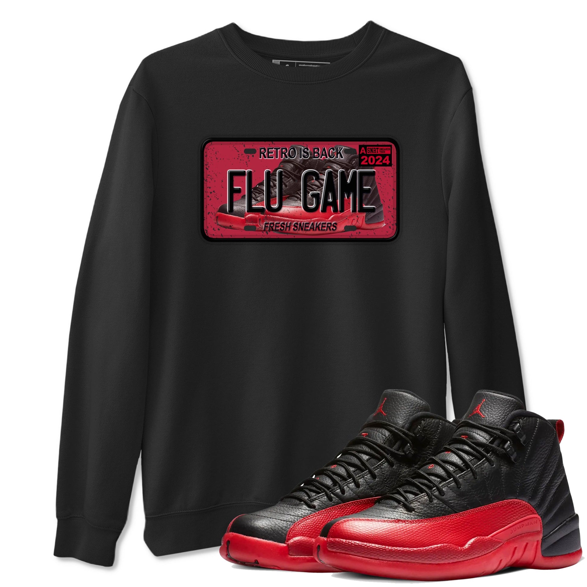 Air Jordan 12 Flu Game shirts to match jordans Sneaker Plate sneaker match tees Air Jordan 12 Flu Game match shoes to clothes SNRT Sneaker Tees unisex cotton Black 1 shirts