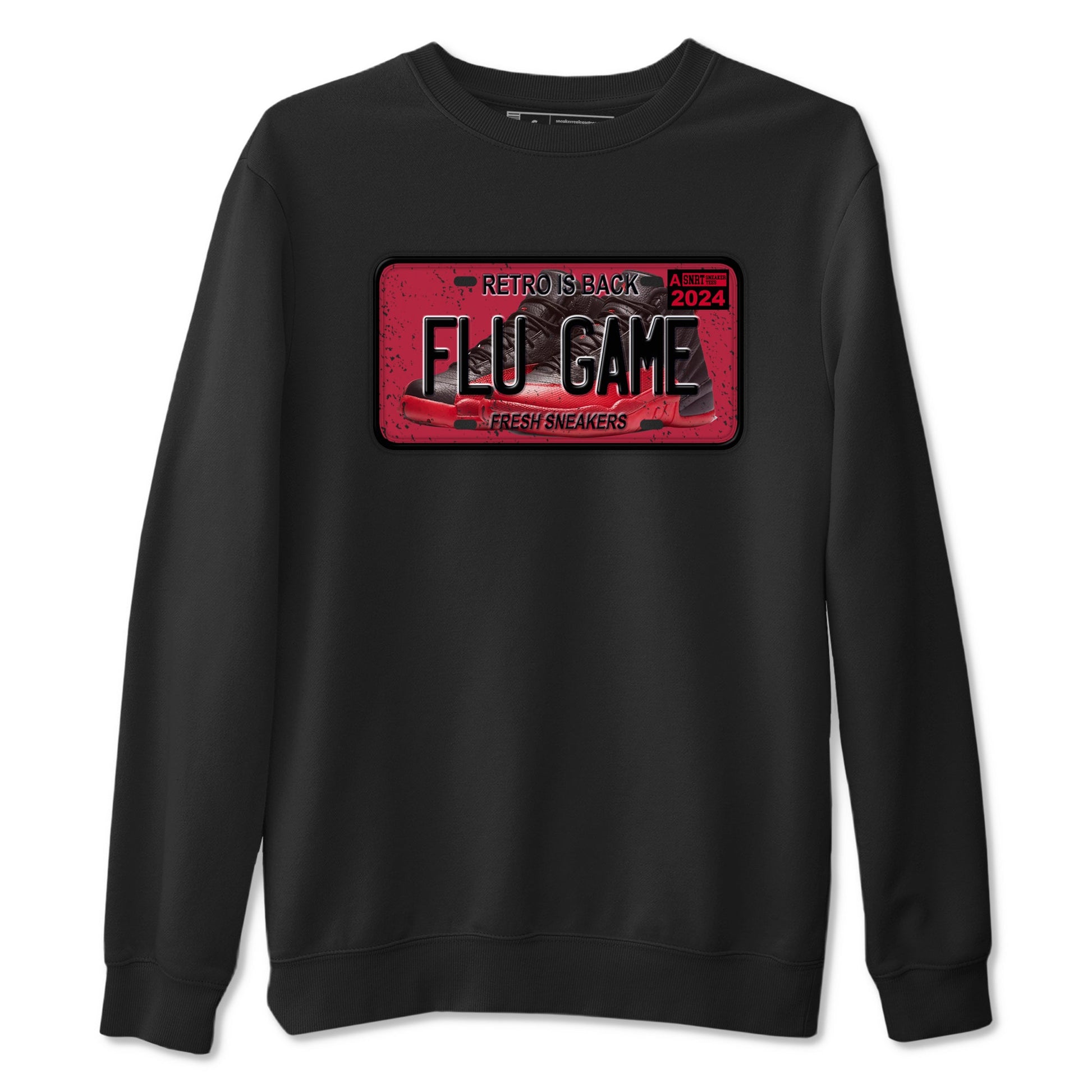 Air Jordan 12 Flu Game shirts to match jordans Sneaker Plate sneaker match tees Air Jordan 12 Flu Game match shoes to clothes SNRT Sneaker Tees unisex cotton Black 2 shirts