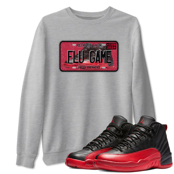 Air Jordan 12 Flu Game shirts to match jordans Sneaker Plate sneaker match tees Air Jordan 12 Flu Game match shoes to clothes SNRT Sneaker Tees unisex cotton Heather Grey 1 shirts