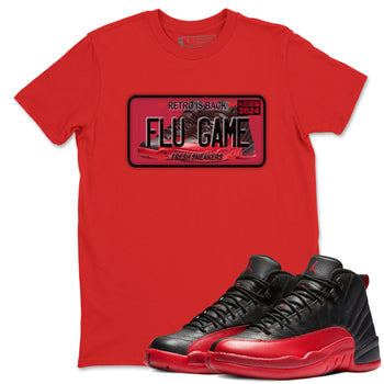 Air Jordan 12 Flu Game shirts to match jordans Sneaker Plate sneaker match tees Air Jordan 12 Flu Game match shoes to clothes SNRT Sneaker Tees unisex cotton Red 1 shirts