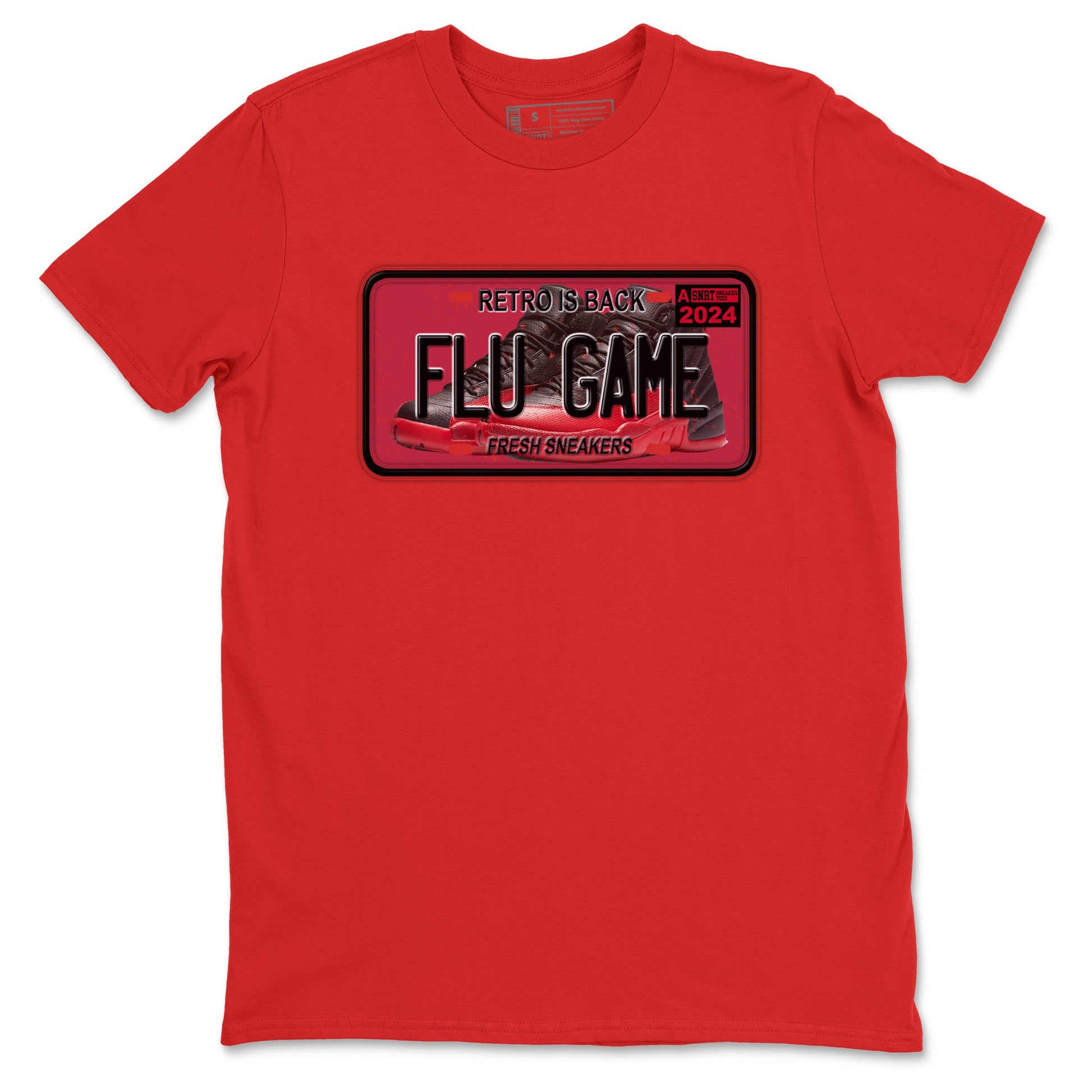 Air Jordan 12 Flu Game shirts to match jordans Sneaker Plate sneaker match tees Air Jordan 12 Flu Game match shoes to clothes SNRT Sneaker Tees unisex cotton Red 2 shirts