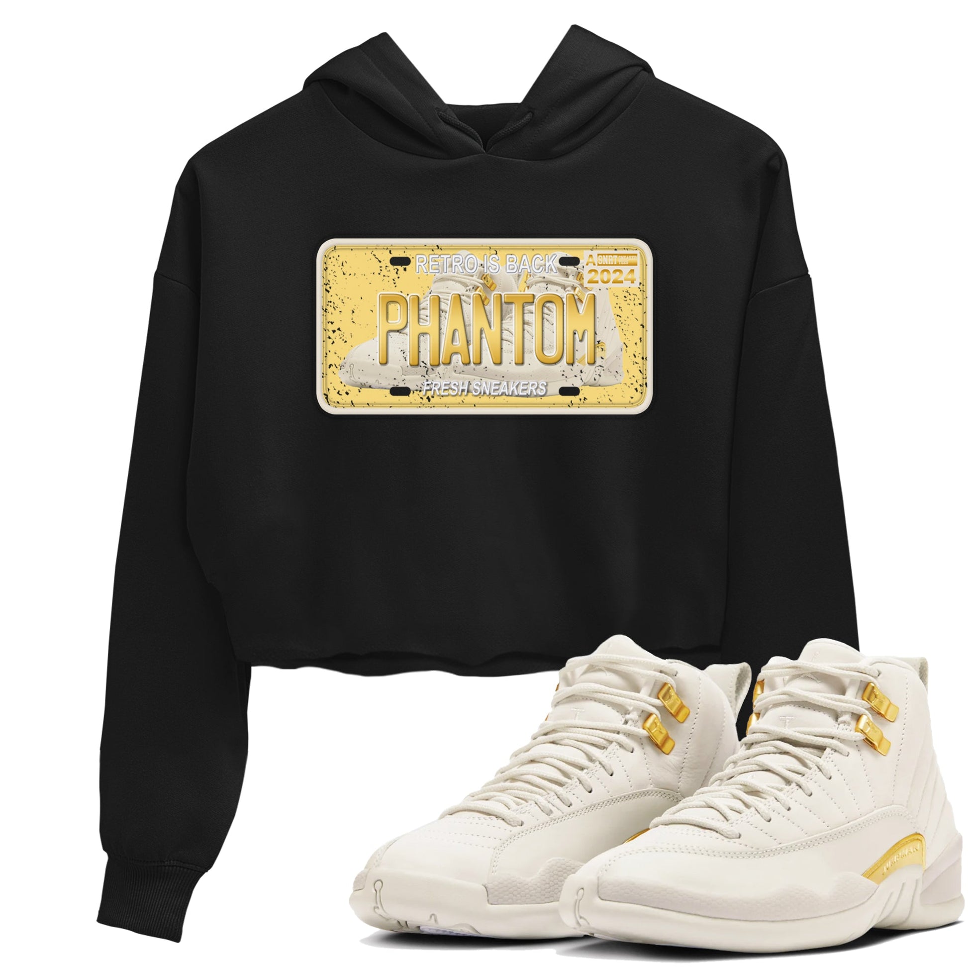 12s Phantom shirts to match jordans Sneaker Plate sneaker match tees Air Jordan 12 WMNS Phantom match shoes to clothes SNRT Sneaker Tees unisex cotton Black 1 crop tee