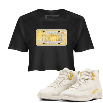 12s Phantom shirts to match jordans Sneaker Plate sneaker match tees Air Jordan 12 WMNS Phantom match shoes to clothes SNRT Sneaker Tees unisex cotton Black 1 crop tee