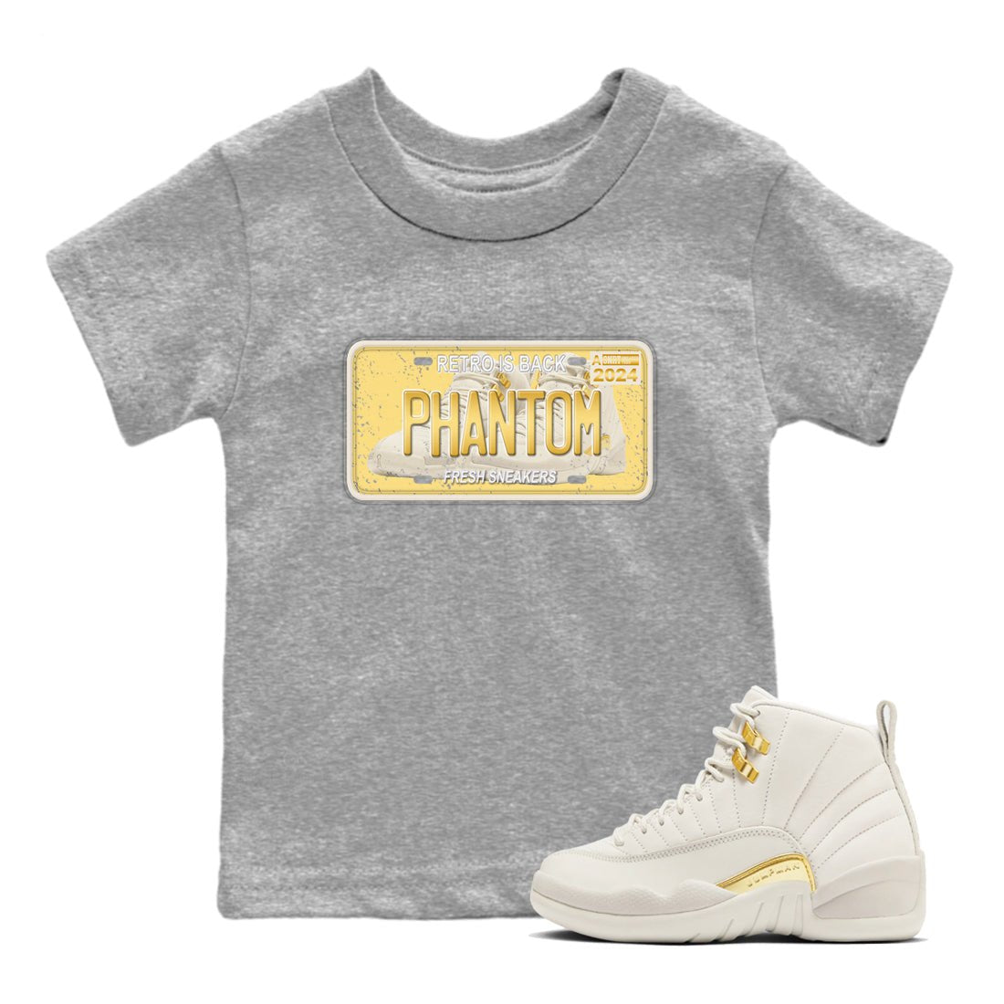 12s Phantom shirts to match jordans Sneaker Plate sneaker match tees Air Jordan 12 WMNS Phantom match shoes to clothes SNRT Sneaker Tees Youth Baby Heather Grey 1 tee