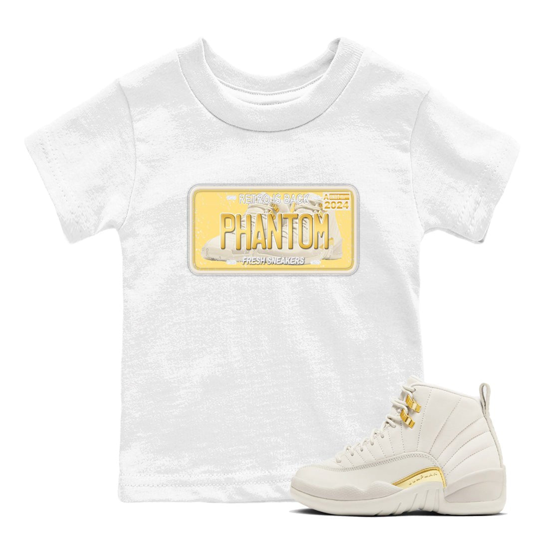 12s Phantom shirts to match jordans Sneaker Plate sneaker match tees Air Jordan 12 WMNS Phantom match shoes to clothes SNRT Sneaker Tees Youth Baby White 1 tee