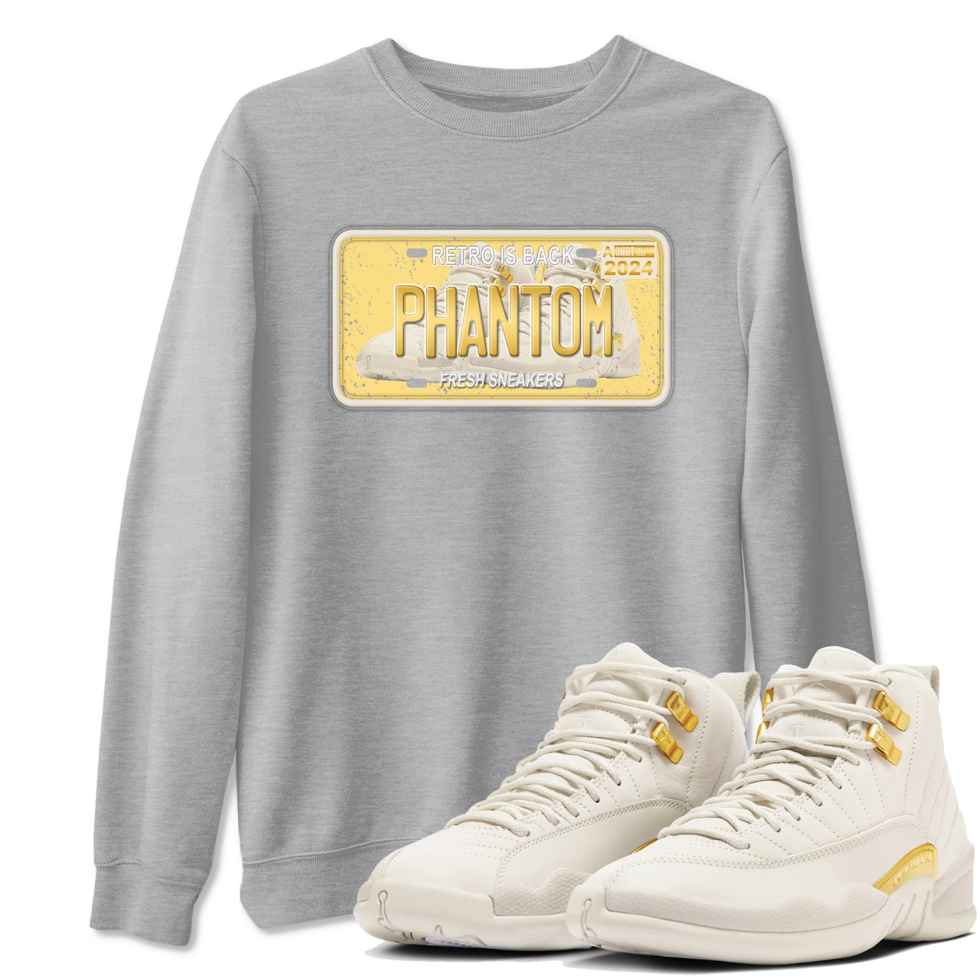 12s Phantom shirts to match jordans Sneaker Plate sneaker match tees Air Jordan 12 WMNS Phantom match shoes to clothes SNRT Sneaker Tees unisex cotton Heather Grey 1 shirts