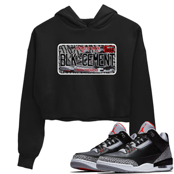 3s Black Cement shirts to match jordans Sneaker Plate sneaker match tees Air Jordan 3 Black Cement SNRT Sneaker Release Tees unisex cotton Black 1 Crop Shirts