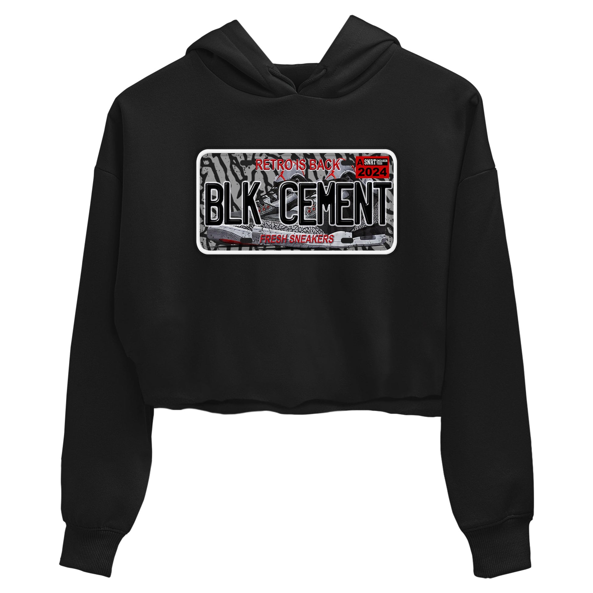 3s Black Cement shirts to match jordans Sneaker Plate sneaker match tees Air Jordan 3 Black Cement SNRT Sneaker Release Tees unisex cotton Black 2 Crop Shirts