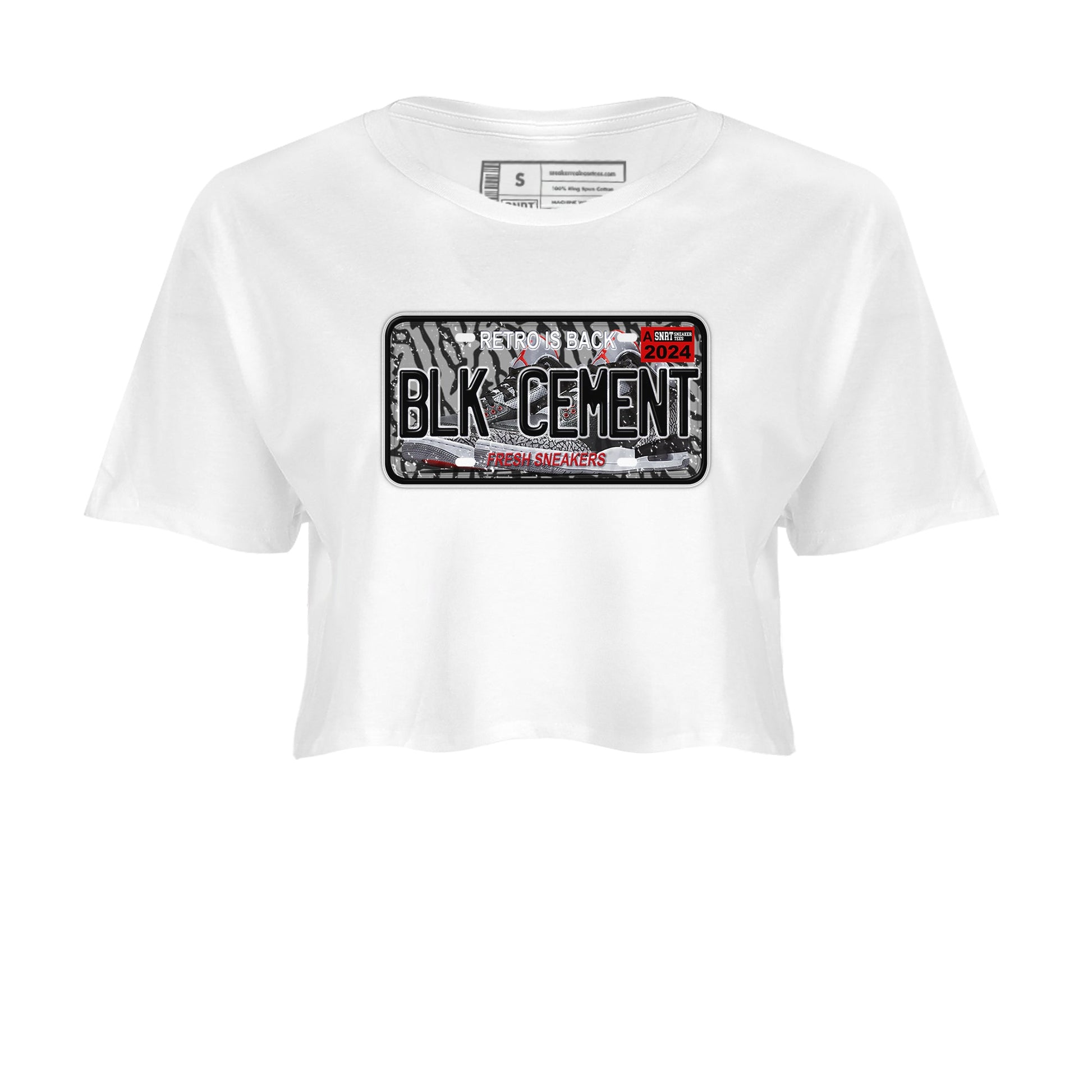 3s Black Cement shirts to match jordans Sneaker Plate sneaker match tees Air Jordan 3 Black Cement SNRT Sneaker Release Tees unisex cotton White 2 Crop Shirts