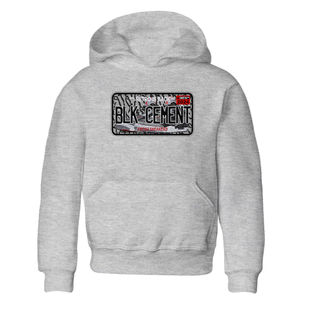 3s Black Cement shirts to match jordans Sneaker Plate sneaker match tees Air Jordan 3 Black Cement SNRT Sneaker Release Tees Youth Baby Heather Grey 2 crew neck shirts