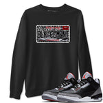 3s Black Cement shirts to match jordans Sneaker Plate sneaker match tees Air Jordan 3 Black Cement SNRT Sneaker Release Tees unisex cotton Black 1 crew neck shirts