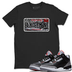 3s Black Cement shirts to match jordans Sneaker Plate sneaker match tees Air Jordan 3 Black Cement SNRT Sneaker Release Tees unisex cotton Black 1 crew neck shirts