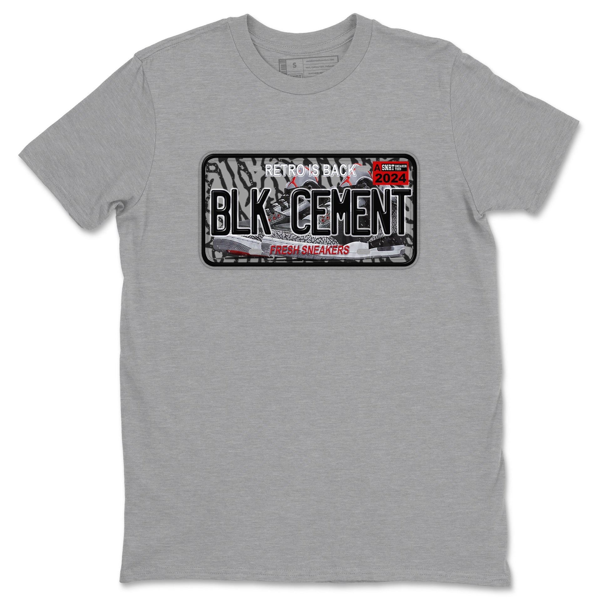 3s Black Cement shirts to match jordans Sneaker Plate sneaker match tees Air Jordan 3 Black Cement SNRT Sneaker Release Tees unisex cotton Heather Grey 2 crew neck shirts