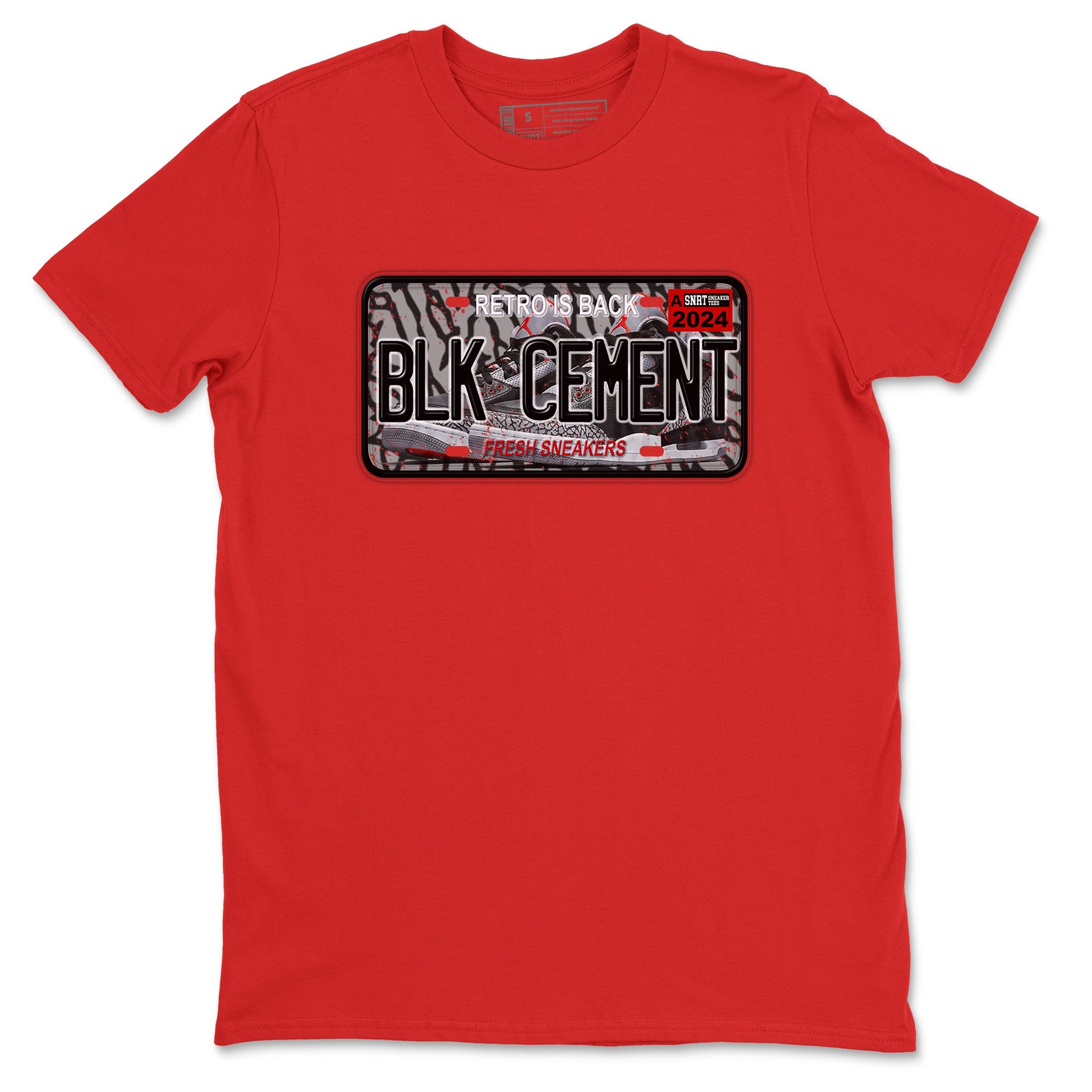 3s Black Cement shirts to match jordans Sneaker Plate sneaker match tees Air Jordan 3 Black Cement SNRT Sneaker Release Tees unisex cotton Red 2 crew neck shirts