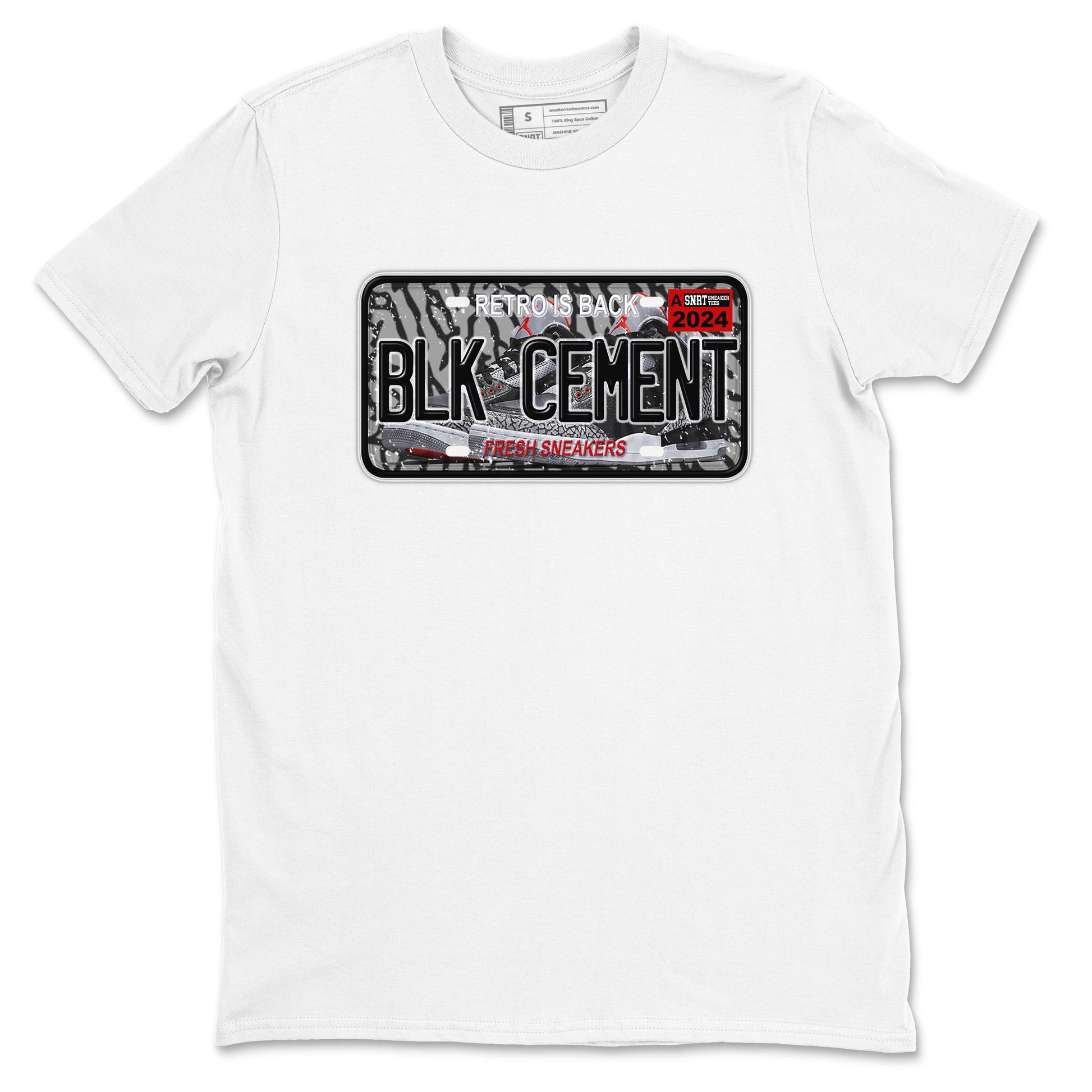 3s Black Cement shirts to match jordans Sneaker Plate sneaker match tees Air Jordan 3 Black Cement SNRT Sneaker Release Tees unisex cotton White 2 crew neck shirts