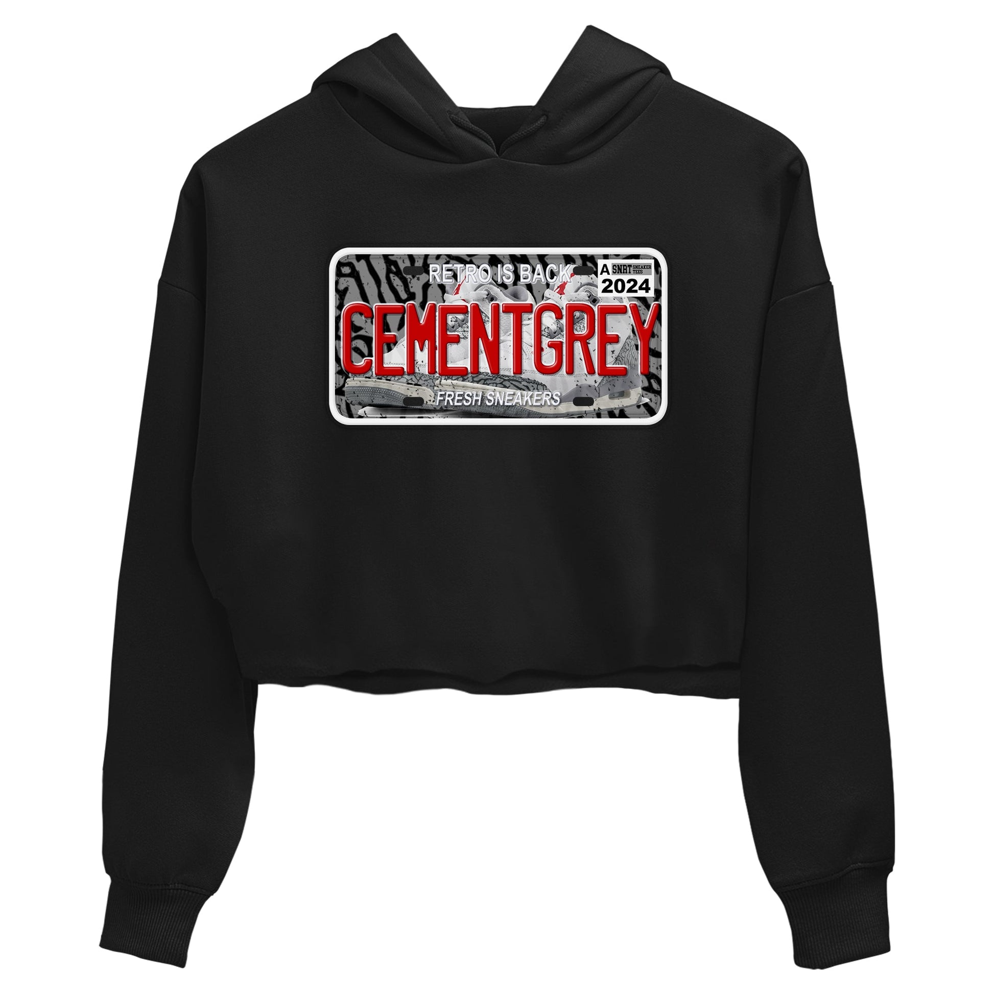 3s Cement Grey shirts to match jordans Sneaker Plate sneaker match tees Air Jordan 3 Cement Grey SNRT Sneaker Release Tees unisex cotton Black 2 Crop Shirts