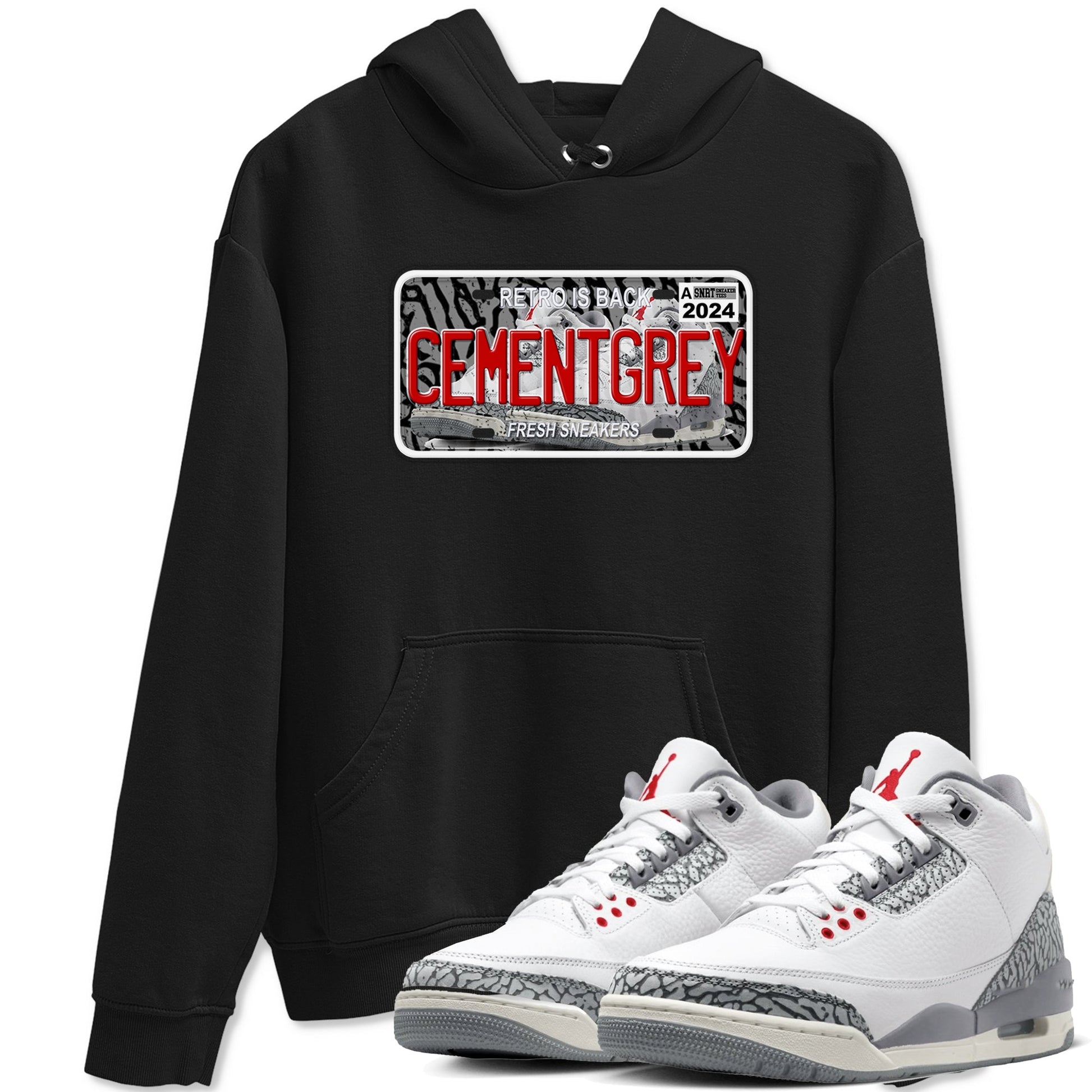 3s Cement Grey shirts to match jordans Sneaker Plate sneaker match tees Air Jordan 3 Cement Grey SNRT Sneaker Release Tees unisex cotton Black 1 crew neck shirts