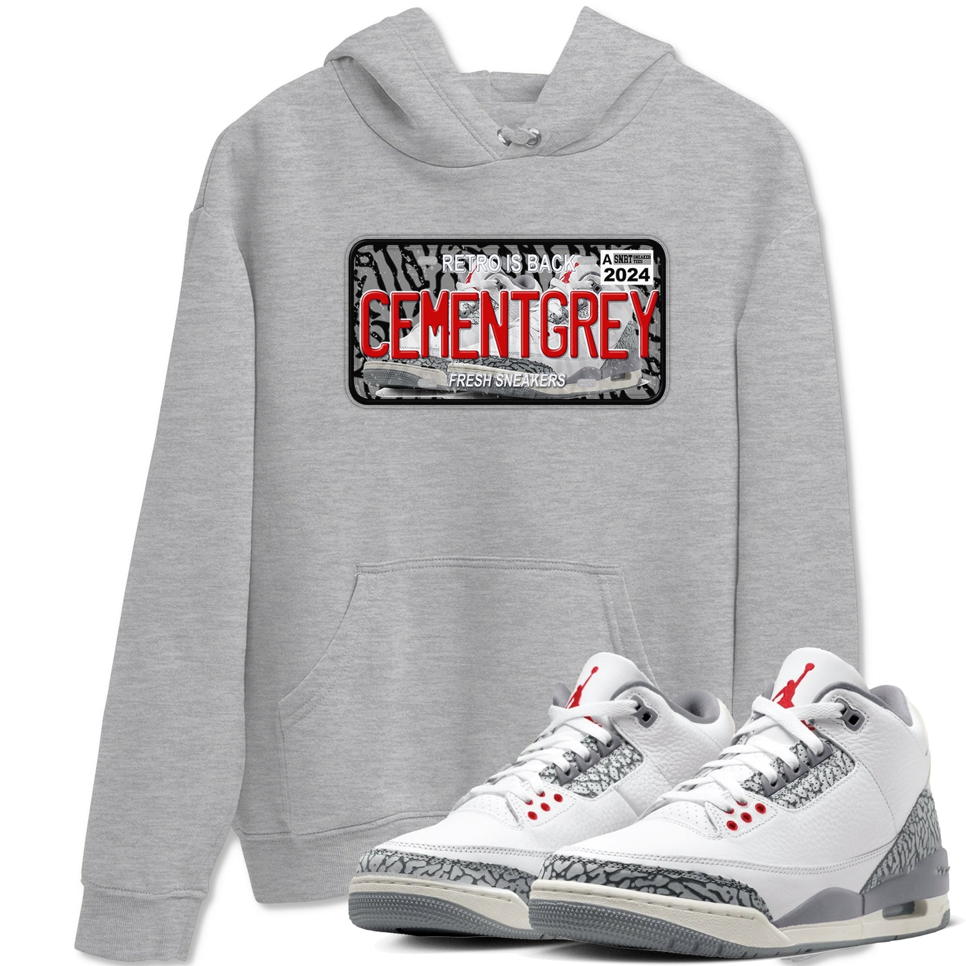 3s Cement Grey shirts to match jordans Sneaker Plate sneaker match tees Air Jordan 3 Cement Grey SNRT Sneaker Release Tees unisex cotton Heather Grey 1 crew neck shirts