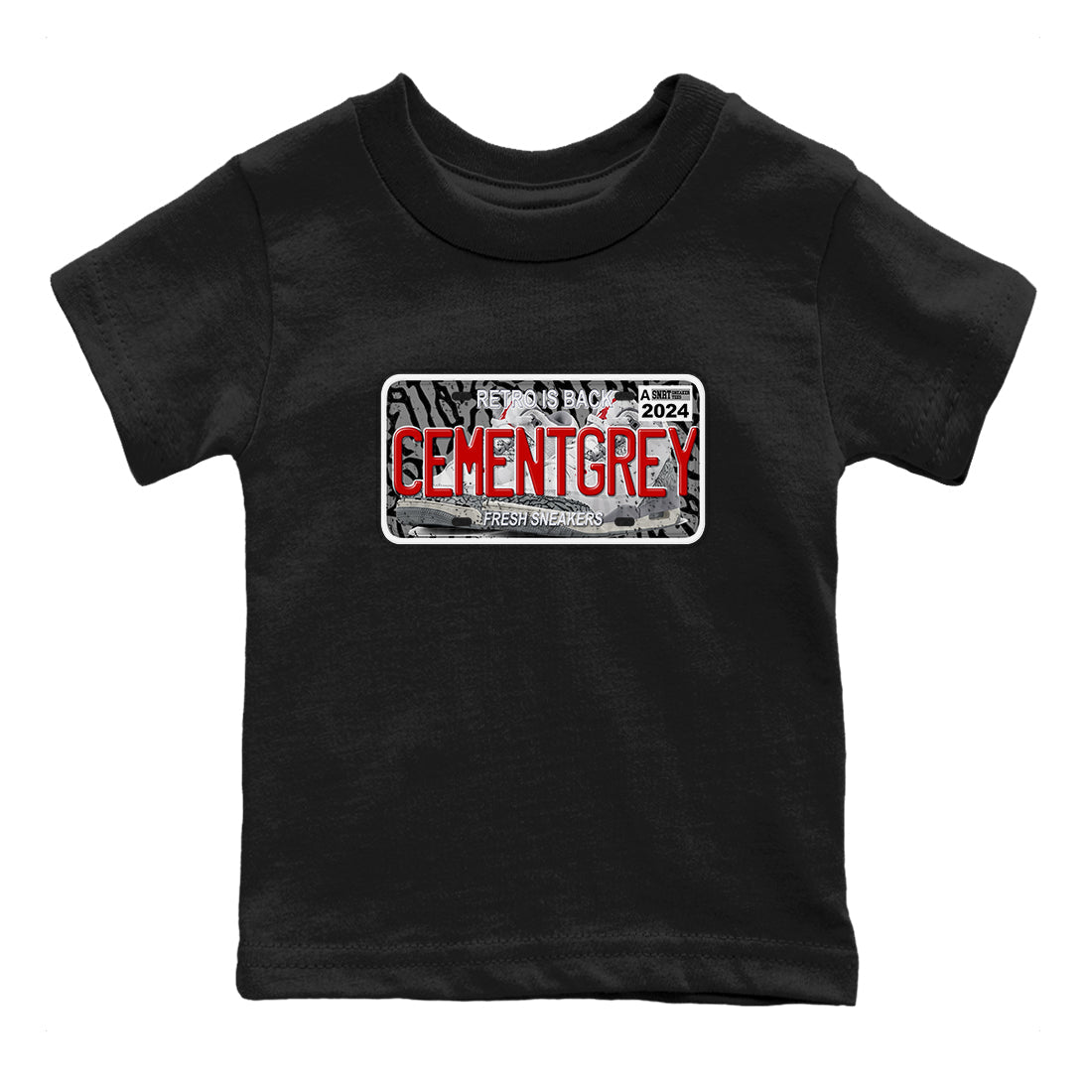 3s Cement Grey shirts to match jordans Sneaker Plate sneaker match tees Air Jordan 3 Cement Grey SNRT Sneaker Release Tees Youth Baby Black 2 crew neck shirts