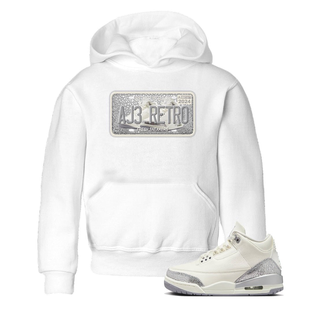 3s Sail and Cement Grey shirts to match jordans Sneaker Plate sneaker match tees Air Jordan 3 Retro Sail and Cement Grey match shoes to clothes SNRT Sneaker Tees Youth Baby White 1 tee