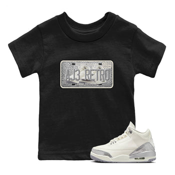 3s Sail and Cement Grey shirts to match jordans Sneaker Plate sneaker match tees Air Jordan 3 Retro Sail and Cement Grey match shoes to clothes SNRT Sneaker Tees Youth Baby Black 1 tee