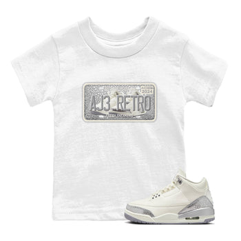 3s Sail and Cement Grey shirts to match jordans Sneaker Plate sneaker match tees Air Jordan 3 Retro Sail and Cement Grey match shoes to clothes SNRT Sneaker Tees Youth Baby White 1 tee