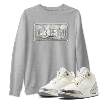 3s Sail and Cement Grey shirts to match jordans Sneaker Plate sneaker match tees Air Jordan 3 Retro Sail and Cement Grey match shoes to clothes SNRT Sneaker Tees unisex cotton Heather Grey 1 shirts
