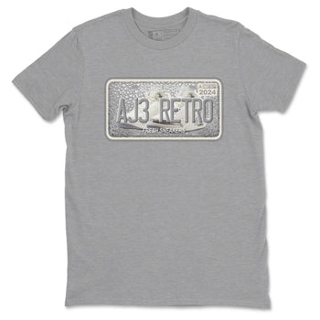 3s Sail and Cement Grey shirts to match jordans Sneaker Plate sneaker match tees Air Jordan 3 Retro Sail and Cement Grey match shoes to clothes SNRT Sneaker Tees unisex cotton Heather Grey 2 shirts